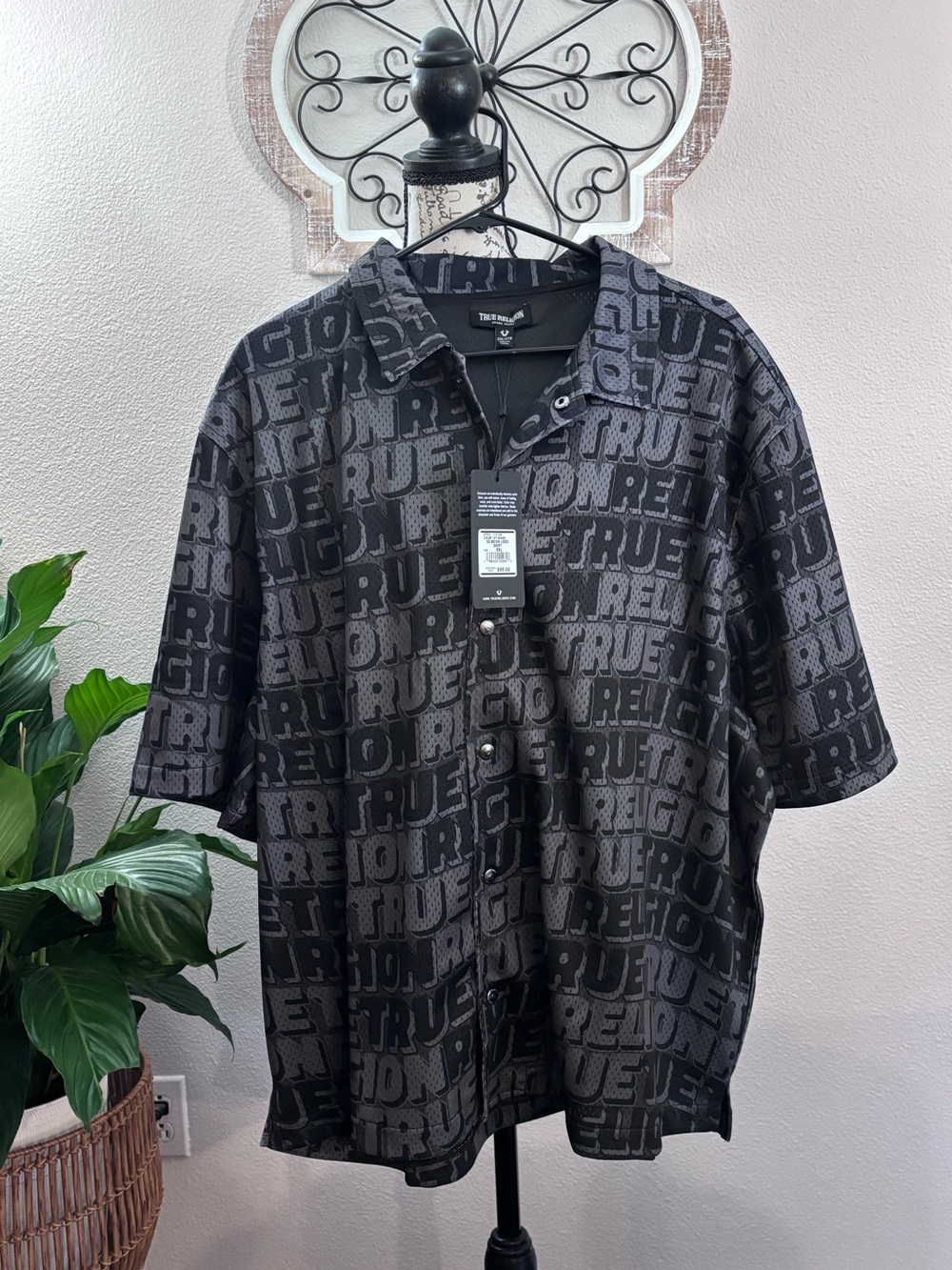 True Religion Black Logo Short Sleeve Shirt